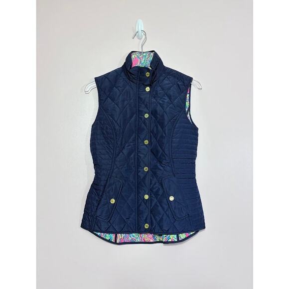 Lilly Pulitzer Blake Quilted Vest in True Navy Size XS NWT - Picture 7 of 8